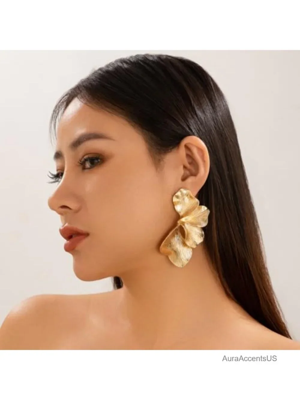 Chunky Flower Ginkgo Leaf Drop Earrings for Women, Long Dangle Statement Jewelry